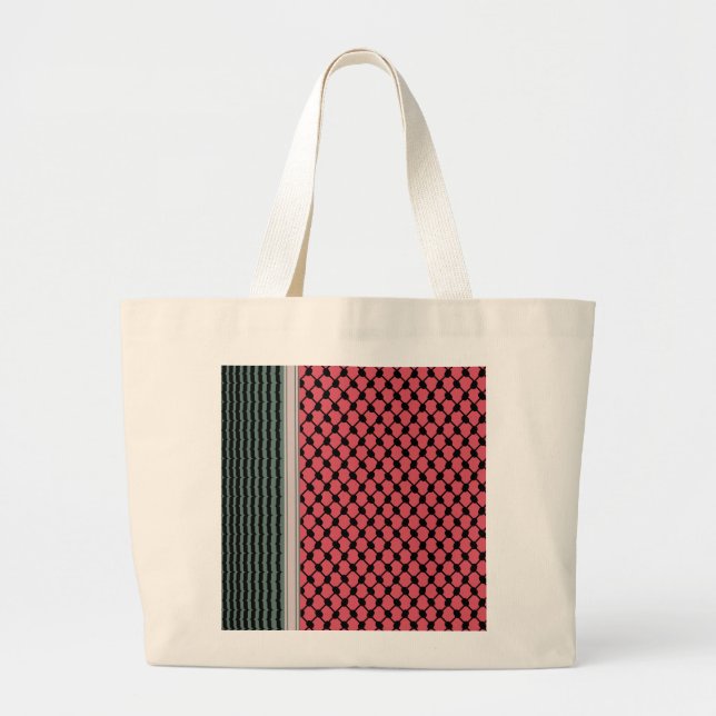 Palestinian watermelon Hatta Keffiyeh Kufiya Folk Large Tote Bag (Front)
