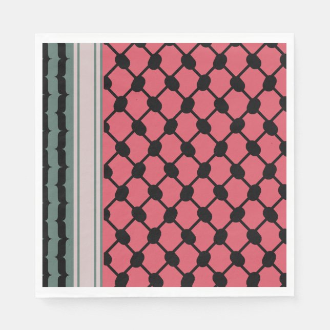 Palestinian watermelon Hatta Keffiyeh Kufiya Folk Napkins (Front)