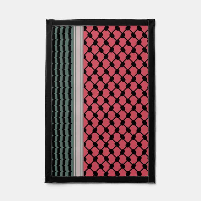 Palestinian watermelon Hatta Keffiyeh Kufiya Folk Pennant (Front)