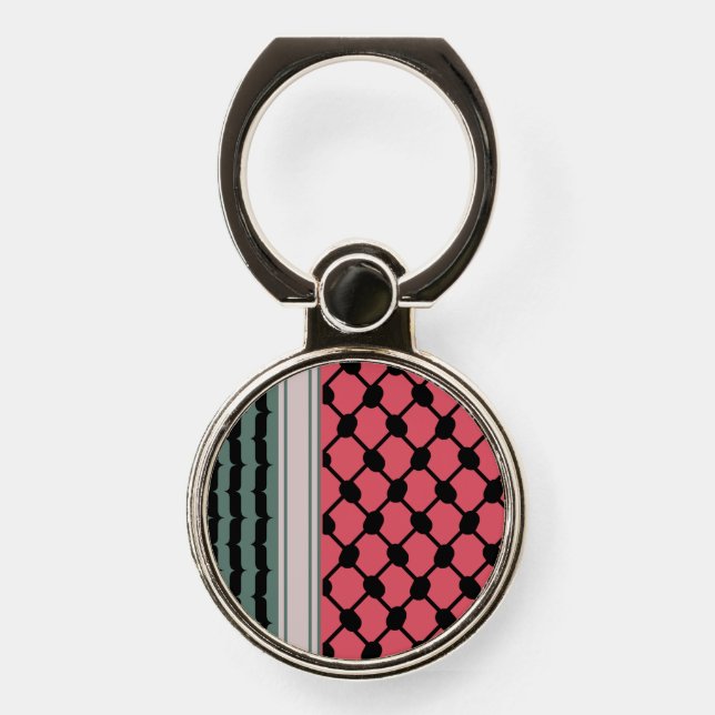 Palestinian watermelon Hatta Keffiyeh Kufiya Folk Phone Ring Stand (Front)