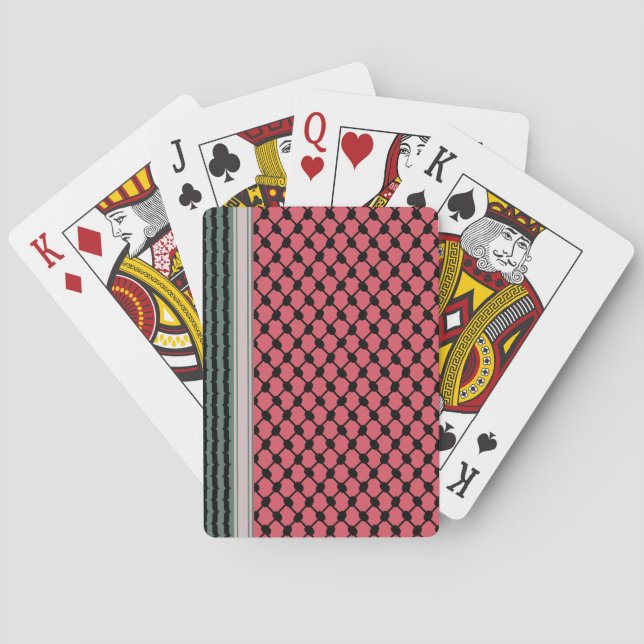 Palestinian watermelon Hatta Keffiyeh Kufiya Folk Poker Cards (Back)