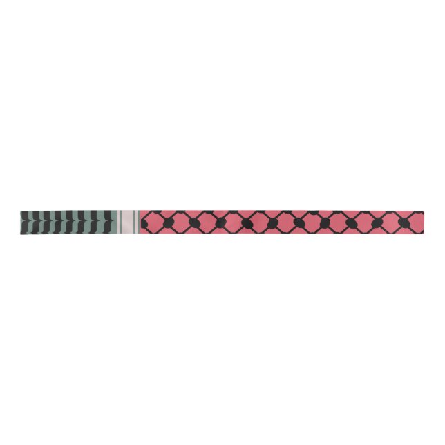 Palestinian watermelon Hatta Keffiyeh Kufiya Folk Satin Ribbon (Front)