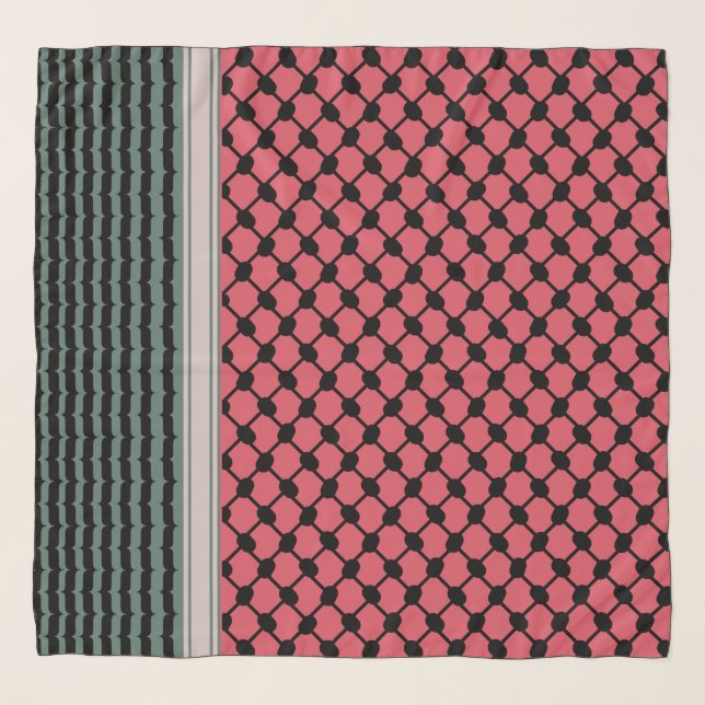 Palestinian watermelon Hatta Keffiyeh Kufiya Folk Scarf (Front)