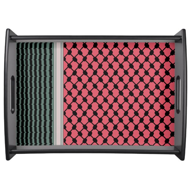 Palestinian watermelon Hatta Keffiyeh Kufiya Folk Serving Tray (Front)