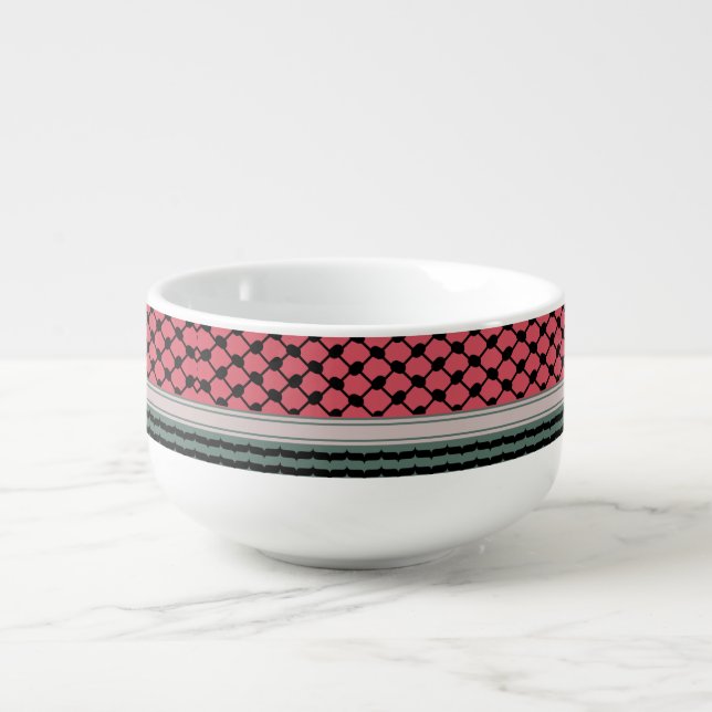 Palestinian watermelon Hatta Keffiyeh Kufiya Folk Soup Mug (Front)