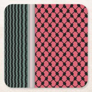 Palestinian watermelon Hatta Keffiyeh Kufiya Folk Square Paper Coaster