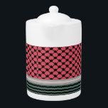 Palestinian watermelon Hatta Keffiyeh Kufiya Folk Teapot<br><div class="desc">watermelon Kufiya, kufiyyeh, kaffiyyeh or also called Hatta is an old Palestinian traditional headwear pattern that carries a deep value to every Palestinian and later became a symbol of resistance and freedom worldwide. Each pattern in the Hatta Kufiya represents palestine element culture. This design is for Palestinians, Palestine lovers, pro-Palestinian...</div>