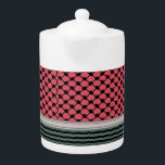 Palestinian watermelon Hatta Keffiyeh Kufiya Folk Teapot<br><div class="desc">watermelon Kufiya, kufiyyeh, kaffiyyeh or also called Hatta is an old Palestinian traditional headwear pattern that carries a deep value to every Palestinian and later became a symbol of resistance and freedom worldwide. Each pattern in the Hatta Kufiya represents palestine element culture. This design is for Palestinians, Palestine lovers, pro-Palestinian...</div>