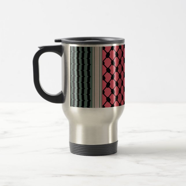 Palestinian watermelon Hatta Keffiyeh Kufiya Folk Travel Mug (Left)
