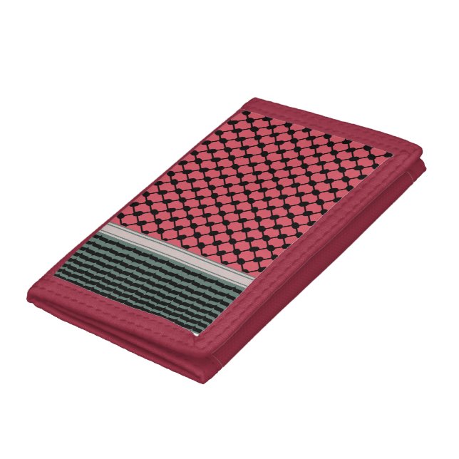 Palestinian watermelon Hatta Keffiyeh Kufiya Folk Trifold Wallet (Bottom)