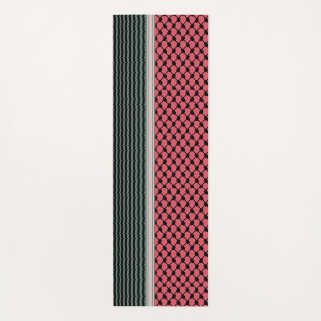 Palestinian watermelon Hatta Keffiyeh Kufiya Folk Yoga Mat (Front)