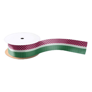 Palestinian Watermelon Keffiyeh Satin Ribbon