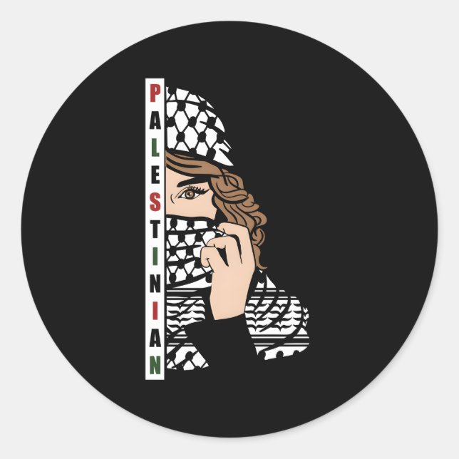 Palestinian With Kufeya Scarf Palestinian Fashion Classic Round Sticker (Front)