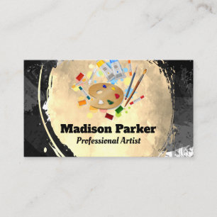 Palette Paint Brushes Modern Art Business Card