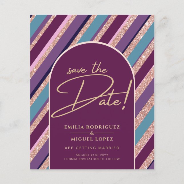 Palette Plum Purple Turquoise Rose Gold Wedding (Front)