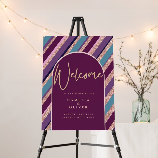 Palette Plum Purple Turquoise Rose Gold Wedding Foam Board (In Situ (Stand))