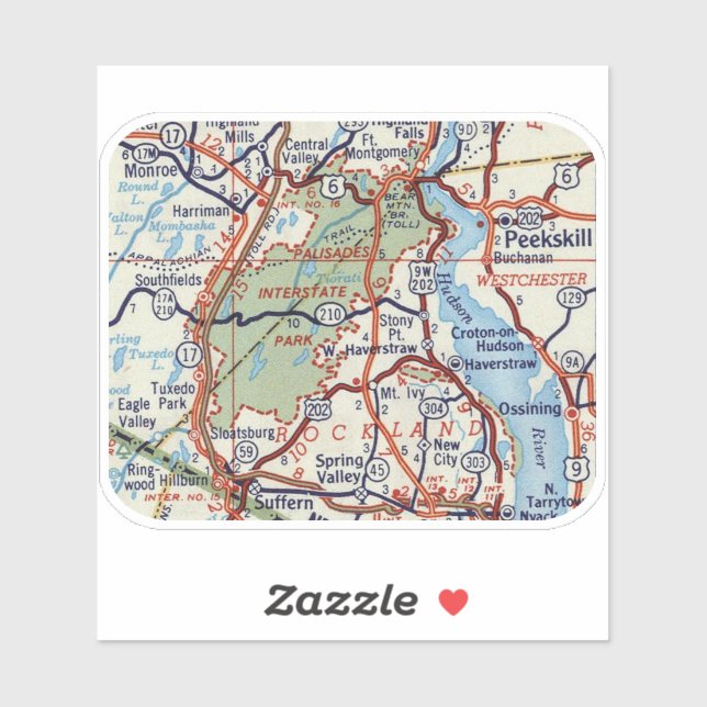 Palisades Interstate Park Vintage Map Sticker (Sheet)