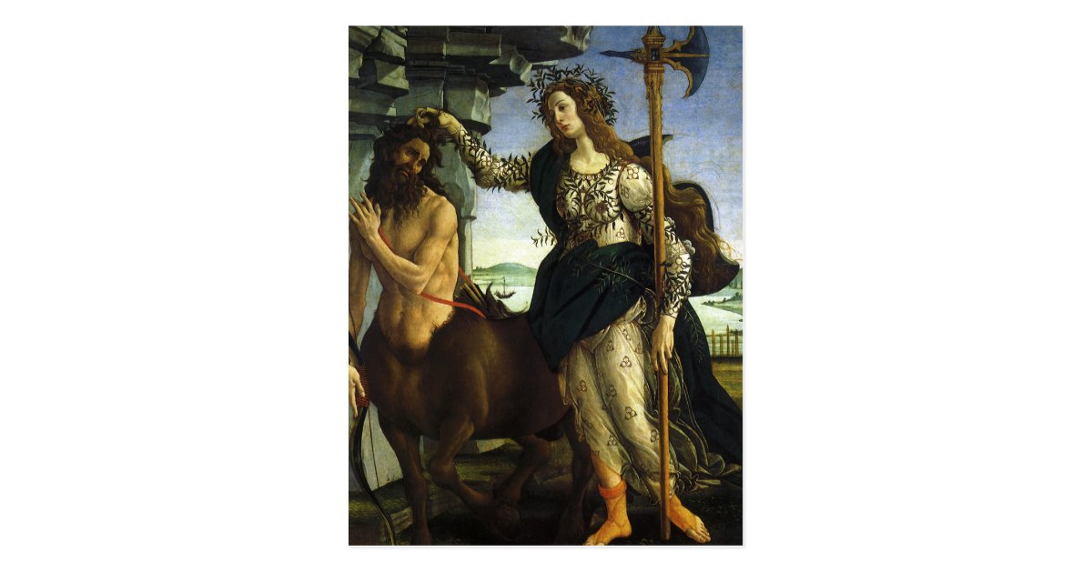pallas and the centaur by sandro botticelli postcard gender reveal invitations