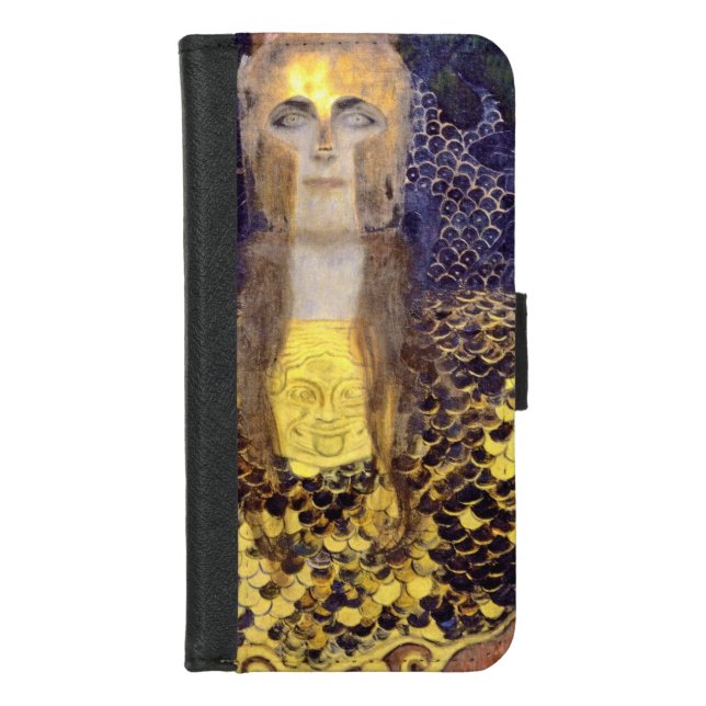 Pallas Athena, Gustav Klimt iPhone Wallet Case (Front)