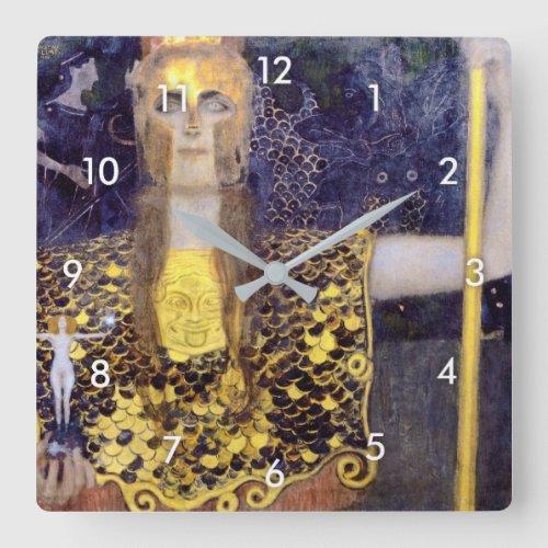 Pallas Athena Gustav Klimt Square Wall Clock