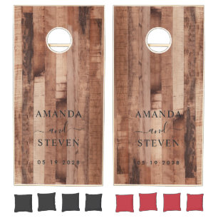 Pallet Wood Board Couple Names with Wedding Date Cornhole Set