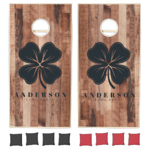 Pallet Wood Board Four Leaf Clover with Name Cornhole Set