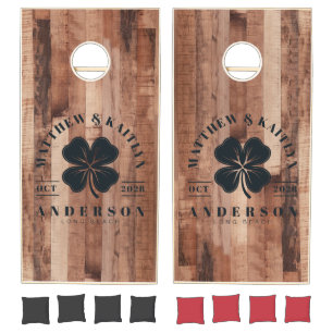 Pallet Wood Board Irish Lucky Clover Wedding Crest Cornhole Set