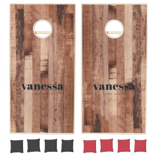 Pallet Wood Board Minimal Modern Classic Name Cornhole Set