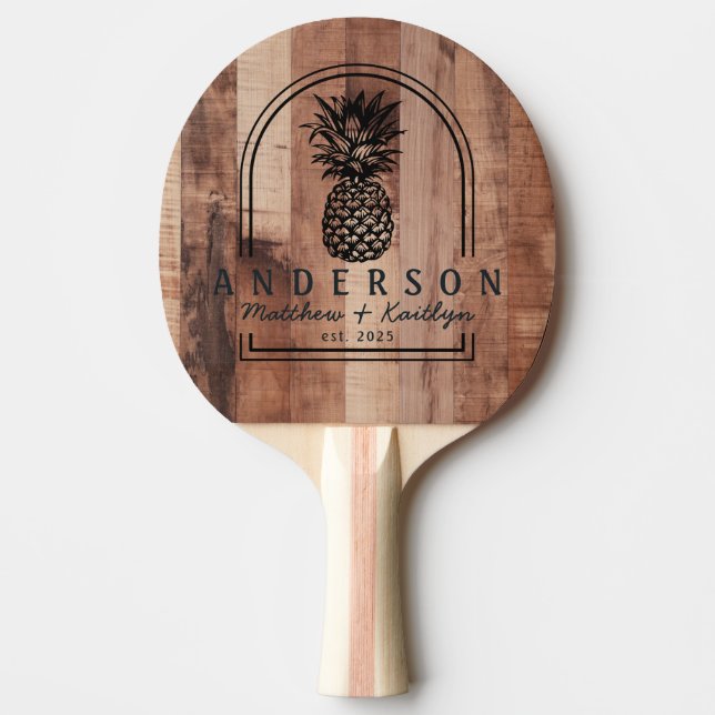 Pallet Wood Board Pineapple Wedding Arch & Name Ping Pong Paddle (Front)