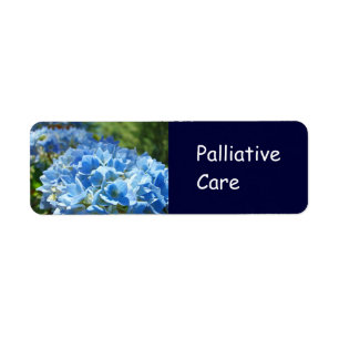 Palliative Care sticker Labels Blue Hydrangeas
