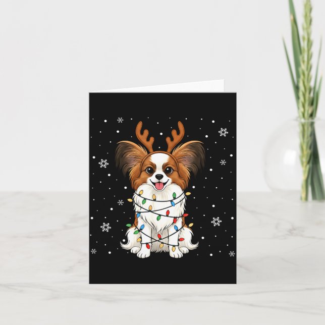 Pallon Dog Christmas Lights Reindeer Funny Xmas Do Card (Front)