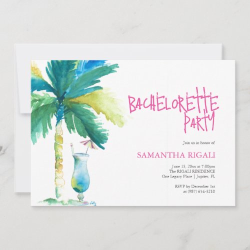Palm and Cocktail Bachelorette Invites