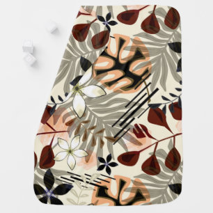 Palm and monstera leaves, tropical baby blanket