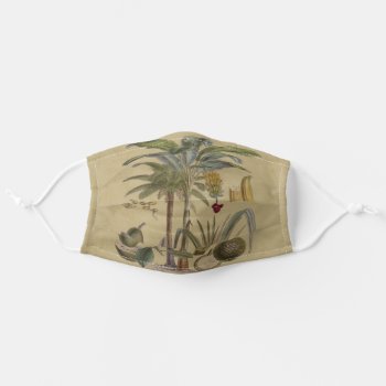 Palm Antique Tropical Fruit Botanical Art Adult Cloth Face Mask by antiqueart at Zazzle