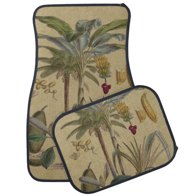 Palm Antique Tropical Fruit Botanical Art Car Floor Mat (Set)