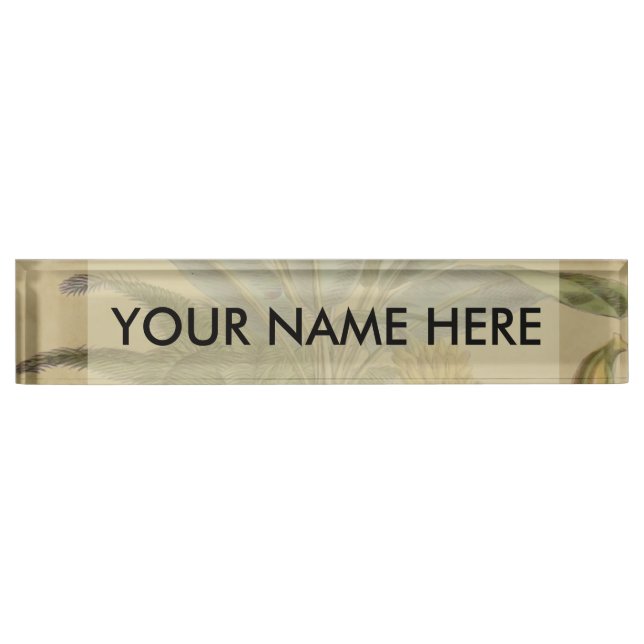 Palm Antique Tropical Fruit Botanical Art Desk Name Plate (Front)