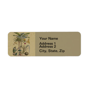 Palm Antique Tropical Fruit Botanical Art Label