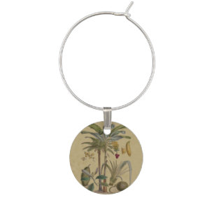 Palm Antique Tropical Fruit Botanical Art Wine Charm