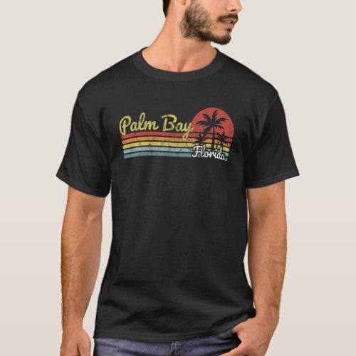 Palm Bay FL Florida vintage retro stripes lines to T_Shirt
