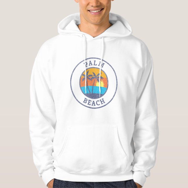 Palm Beach, Aruba Faded Classic Style Hoodie (Front)