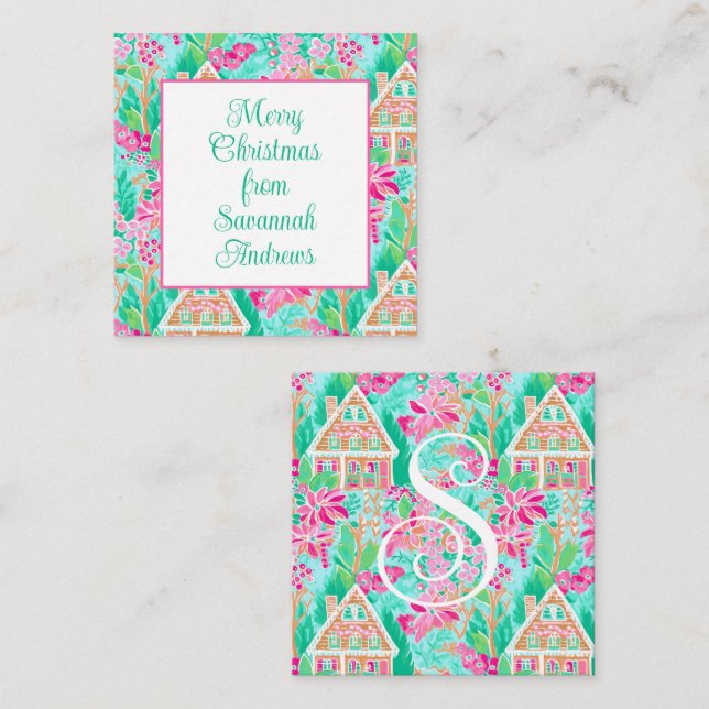 Palm Beach Christmas Gingerbread House Enclosure Note Card (Front/Back)