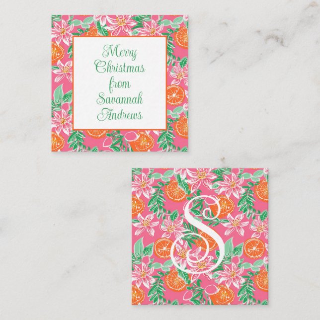 Palm Beach Christmas Orange Ornaments Enclosure Note Card (Front/Back)