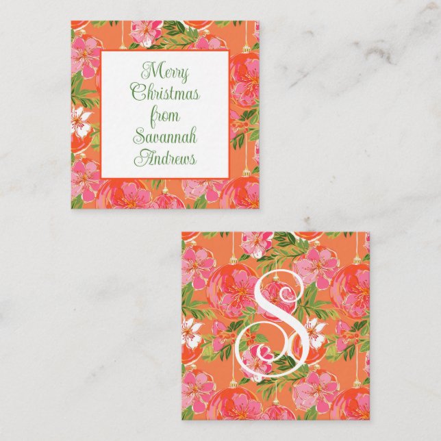 Palm Beach Christmas Ornaments Gift Enclosure Note Card (Front/Back)