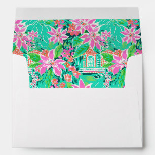 Palm Beach Christmas Pink Gingerbread Houses Envelope