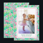 Palm Beach Christmas Pink & Green Reindeer Photo Holiday Card<br><div class="desc">PreppyPrint.com - Celebrate Christmas in style! Add your personalized touch to these photo cards. Transfer this design onto the products of your choice too! Please visit my designer store,  PreppyPrint.com,  for coordinating items.</div>
