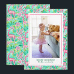 Palm Beach Christmas Pink & Green Reindeer Photo Holiday Card<br><div class="desc">PreppyPrint.com - Celebrate Christmas in style! Add your personalized touch to these photo cards. Transfer this design onto the products of your choice too! Please visit my designer store,  PreppyPrint.com,  for coordinating items.</div>