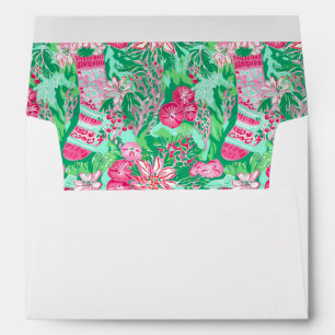 Palm Beach Christmas Pink & Green Stockings Envelope