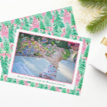 Palm Beach Christmas Pink & Green Trees Photo Holiday Card<br><div class="desc">PreppyPrint.com - Celebrate Christmas in style! Add your personalized touch to these photo cards. Transfer this design onto the products of your choice too! Please visit my designer store,  PreppyPrint.com,  for coordinating items.</div>
