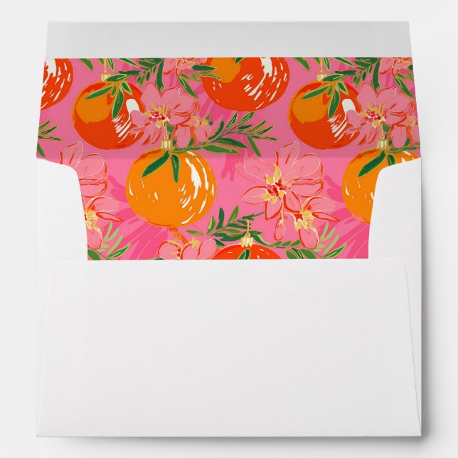 Palm Beach Christmas Pink & Orange Ornaments Envelope (Back (Bottom))
