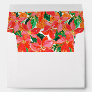 Palm Beach Christmas Pink & Orange Poinsettias Envelope